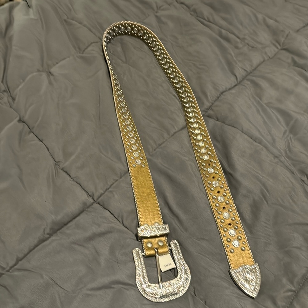 Gold another line rhinestone shiney cowboy belt XL